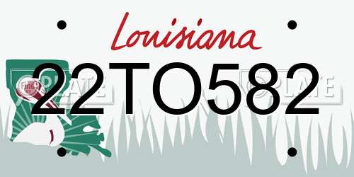 22TO582 Louisiana License Plate