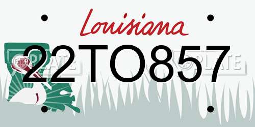 22TO857 Louisiana License Plate