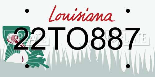 22TO887 Louisiana License Plate