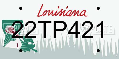 22TP421 Louisiana License Plate