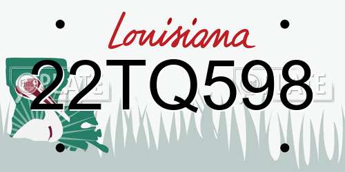 22TQ598 Louisiana License Plate