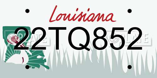 22TQ852 Louisiana License Plate