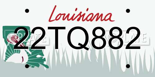22TQ882 Louisiana License Plate