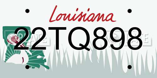 22TQ898 Louisiana License Plate