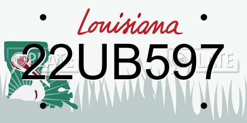 22UB597 Louisiana License Plate