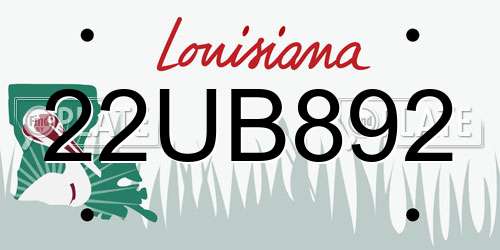 22UB892 Louisiana License Plate