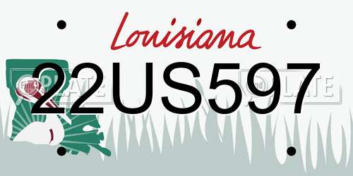 22US597 Louisiana License Plate