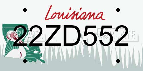 22ZD552 Louisiana License Plate