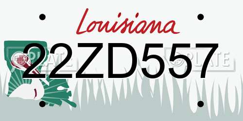 22ZD557 Louisiana License Plate