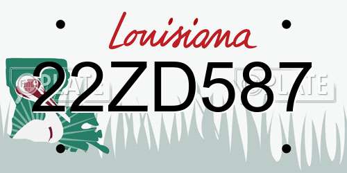 22ZD587 Louisiana License Plate