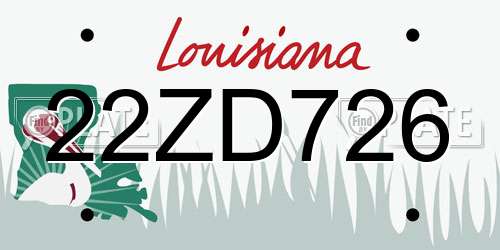 22ZD726 Louisiana License Plate