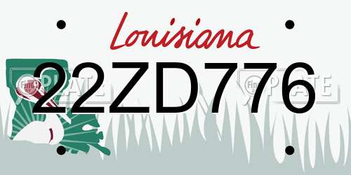 22ZD776 Louisiana License Plate