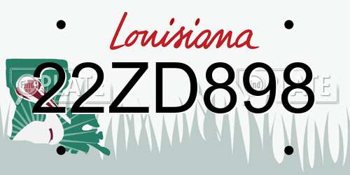 22ZD898 Louisiana License Plate