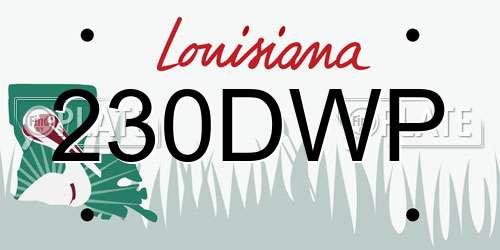 230DWP Louisiana License Plate