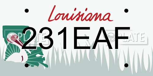 231EAF Louisiana License Plate