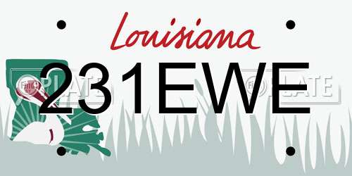 231EWE Louisiana License Plate
