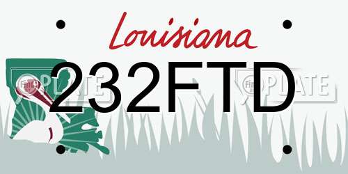 232FTD Louisiana License Plate