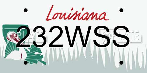 232WSS Louisiana License Plate