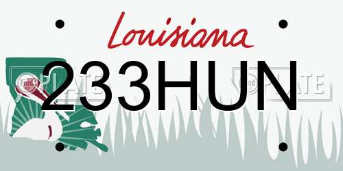 233HUN Louisiana License Plate