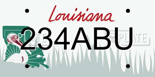 234ABU Louisiana License Plate