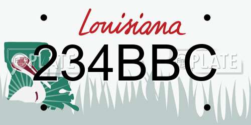 234BBC Louisiana License Plate