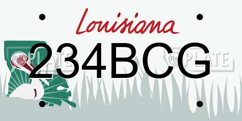 234BCG Louisiana License Plate