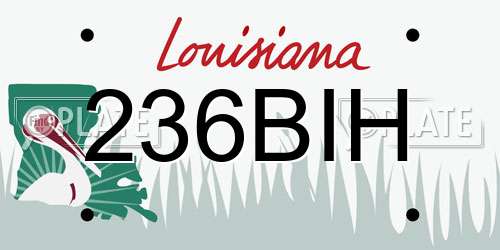 236BIH Louisiana License Plate
