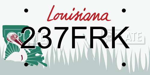 237FRK Louisiana License Plate