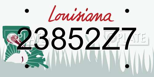 23852Z7 Louisiana License Plate