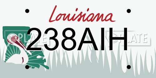 238AIH Louisiana License Plate