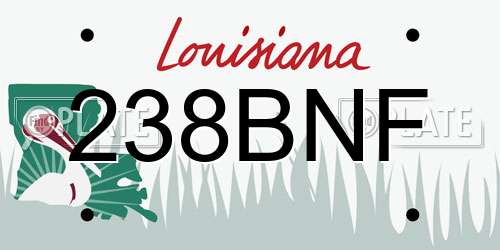 238BNF Louisiana License Plate
