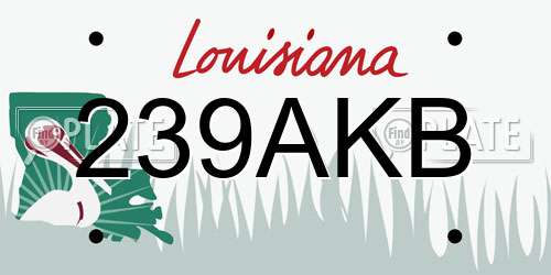 239AKB Louisiana License Plate