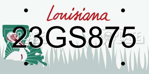 23GS875 Louisiana License Plate