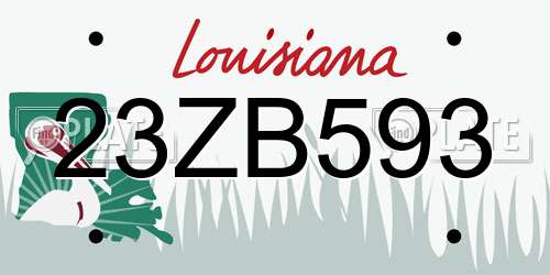 23ZB593 Louisiana License Plate