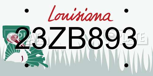 23ZB893 Louisiana License Plate