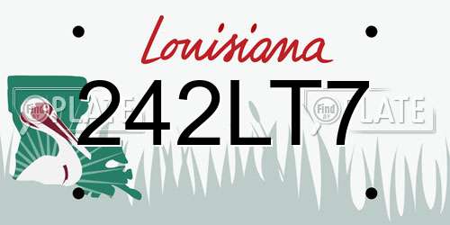 242LT7 Louisiana License Plate