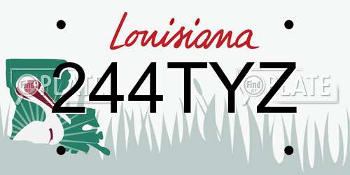 244TYZ Louisiana License Plate