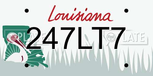 247LT7 Louisiana License Plate