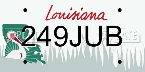 249JUB Louisiana License Plate