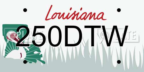 250DTW Louisiana License Plate