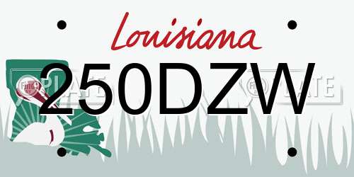 250DZW Louisiana License Plate