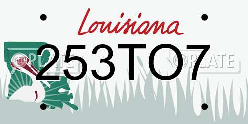253TO7 Louisiana License Plate