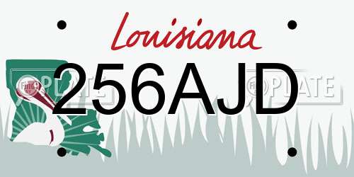 256AJD Louisiana License Plate