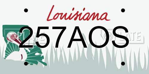 257AOS Louisiana License Plate