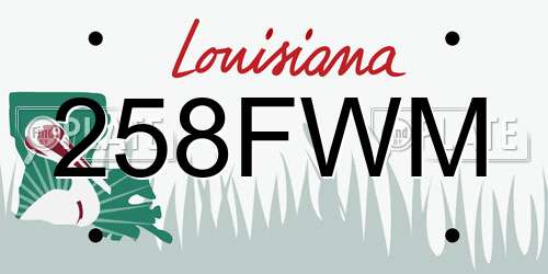 258FWM Louisiana License Plate