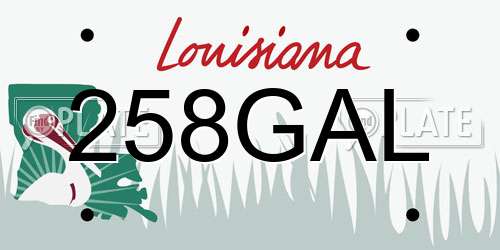 258GAL Louisiana License Plate