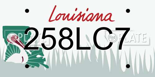 258LC7 Louisiana License Plate