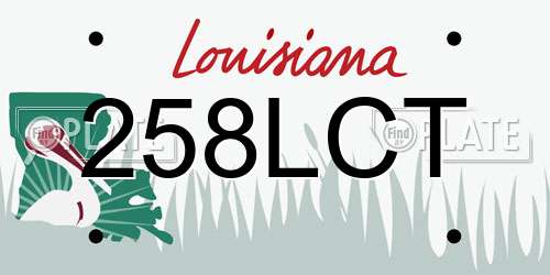 258LCT Louisiana License Plate