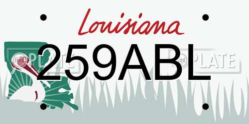 259ABL Louisiana License Plate