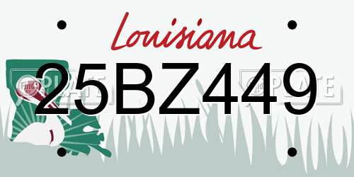 25BZ449 Louisiana License Plate